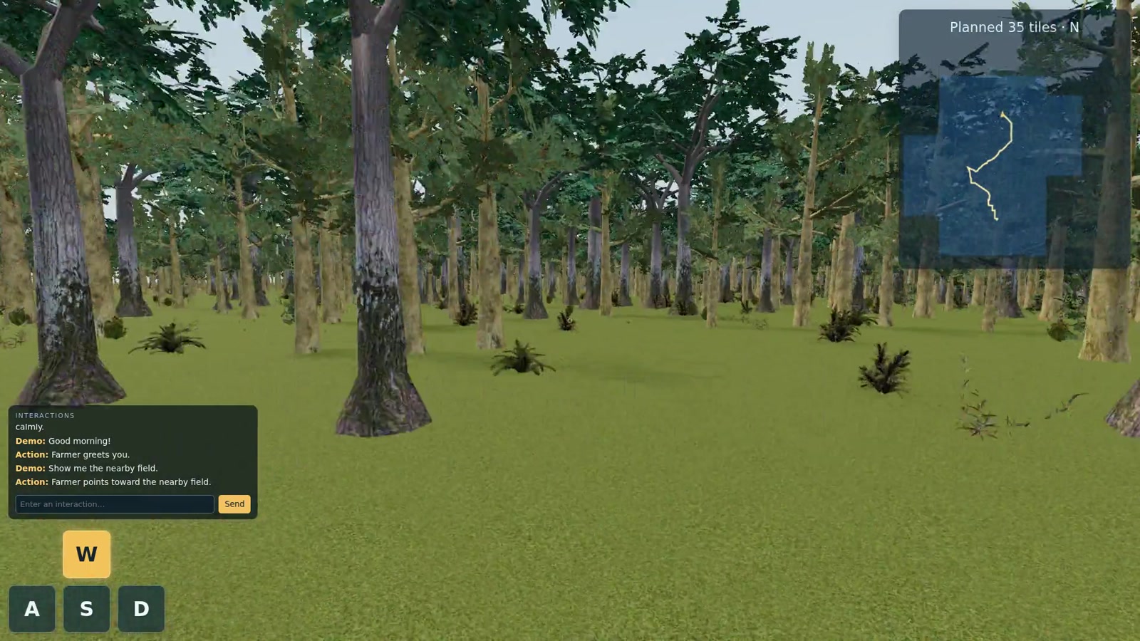 An open view through layered trees and forest canopy