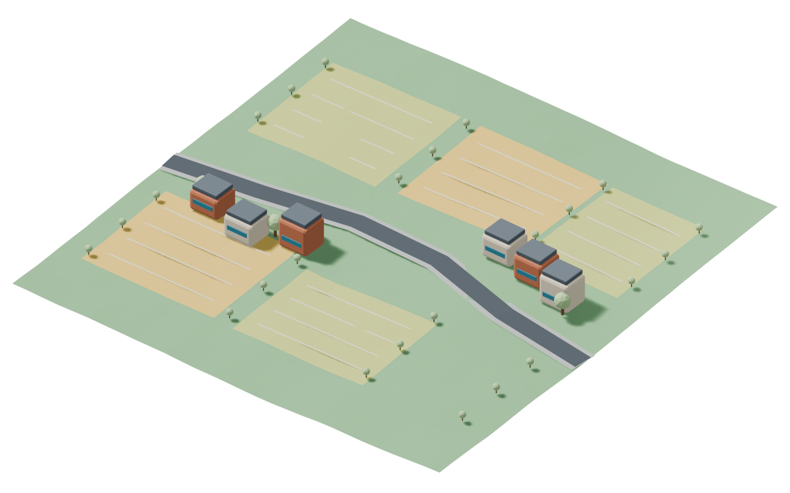 Procedural rural landscape illustration from the technical report.